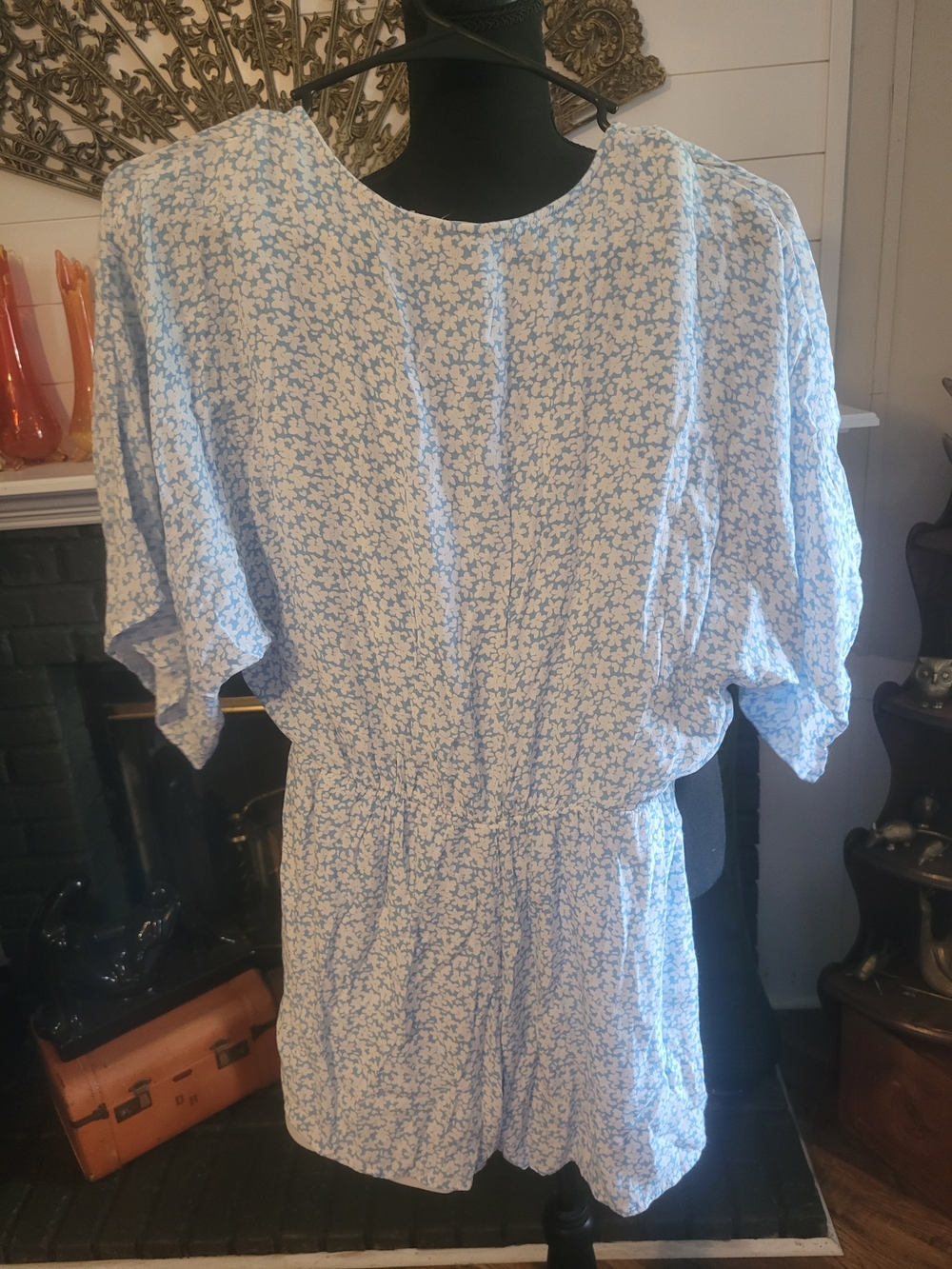 Altar'd State Light Blue & White Floral Romper - Picture 3 of 10